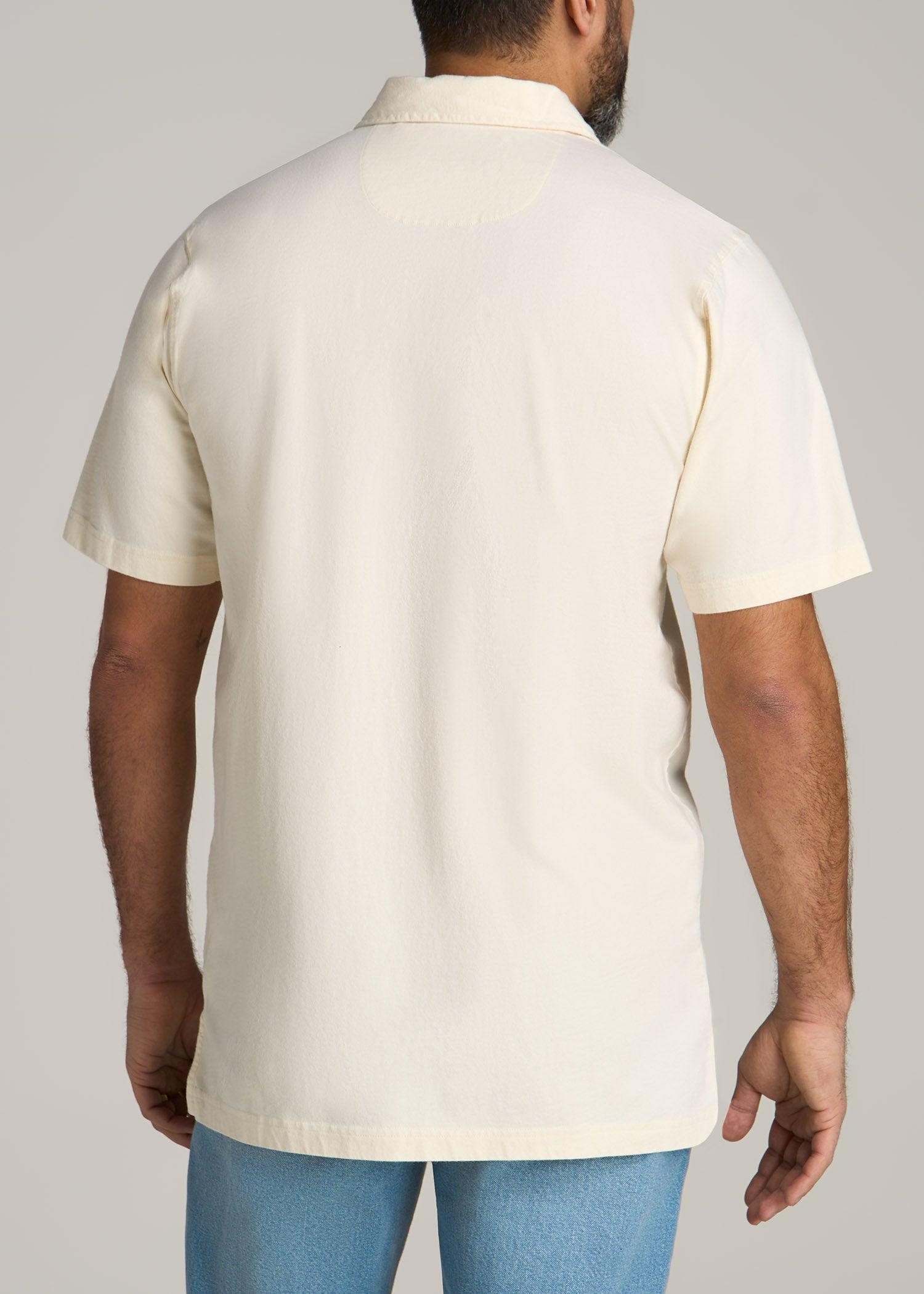 LJ&S Ultra Soft Short Sleeve Cotton Polo for Tall Men in Antique White Male Product Image