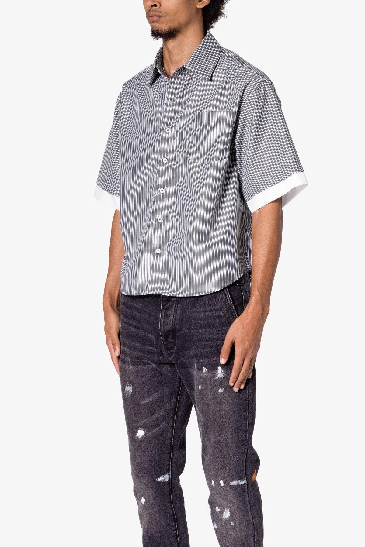 Dual Layered Striped Shirt - Black Product Image