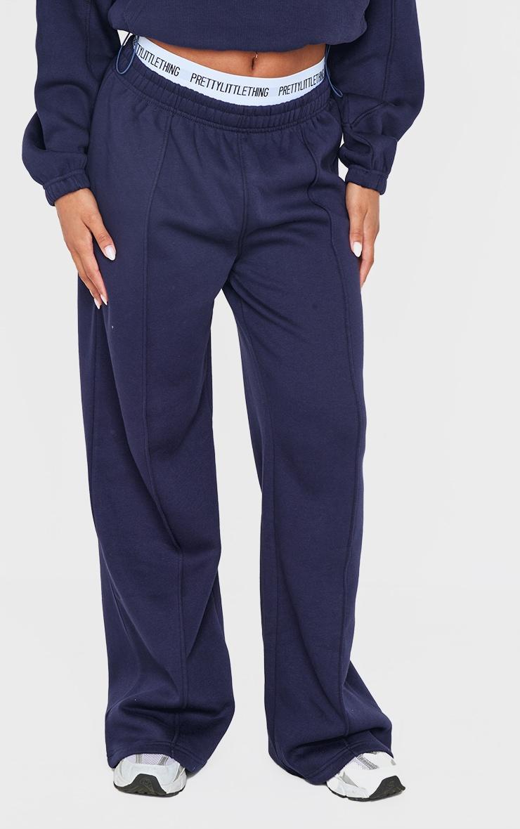 Blue Grey Seam Detail Wide Leg Sweatpants Product Image