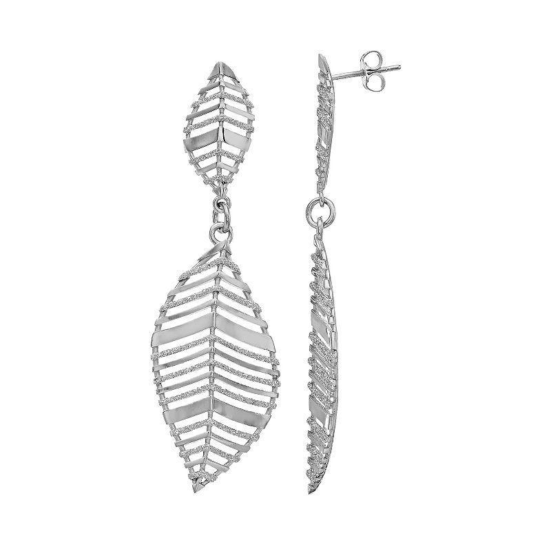 Sterling Silver Leaf Dangle Earrings, Womens Product Image