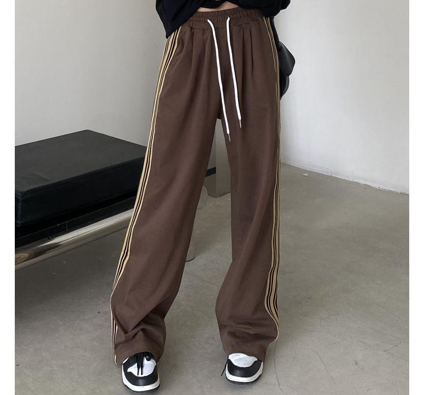 Stripe Trim Wide Leg Pants Product Image