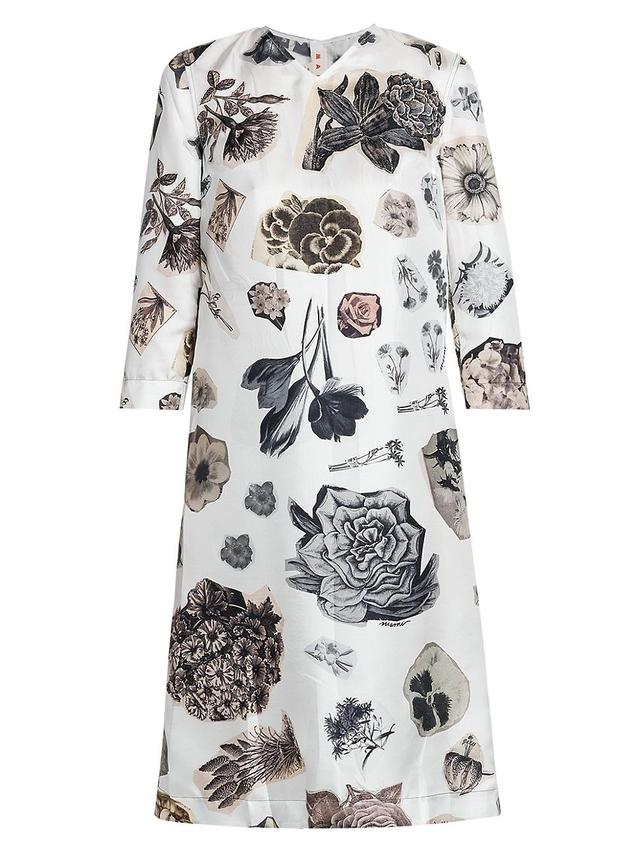 Womens Floral Silk Midi-Dress Product Image