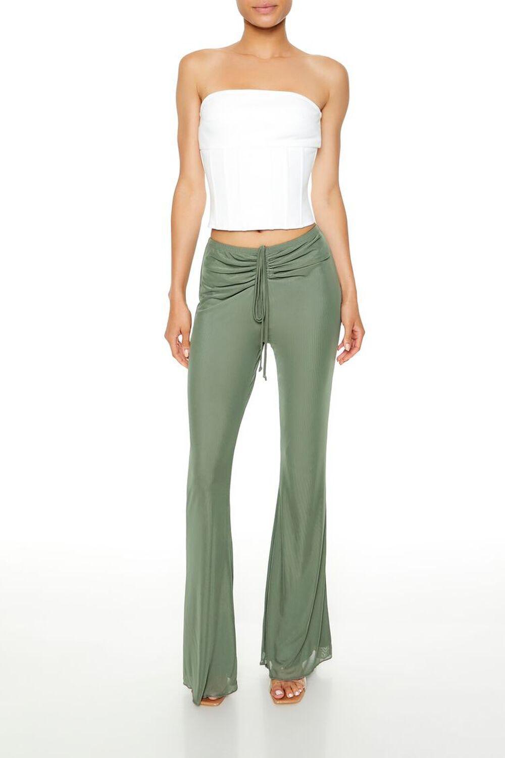 Ruched Drawstring Mesh Pants | Forever 21 Product Image