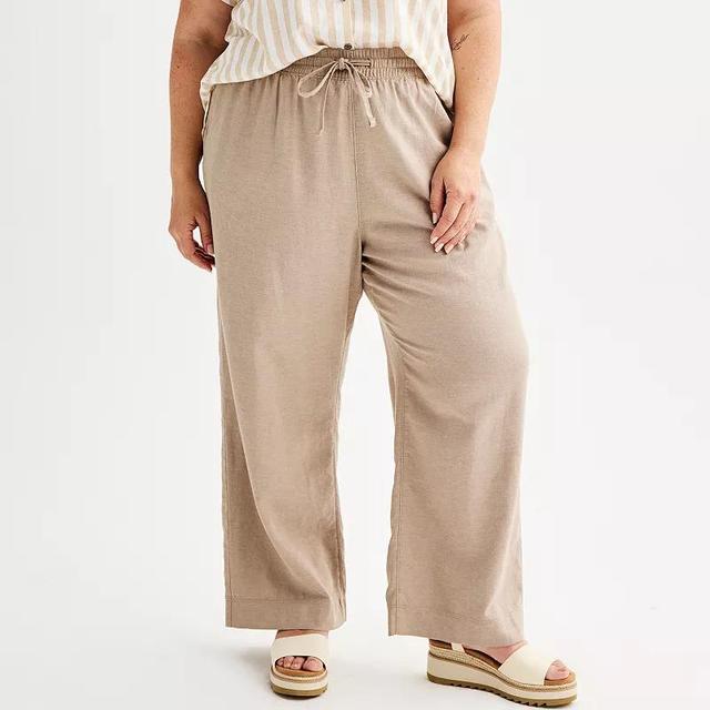 Plus Size Sonoma Goods For Life Easy Linen-Blend Pants, Womens Product Image