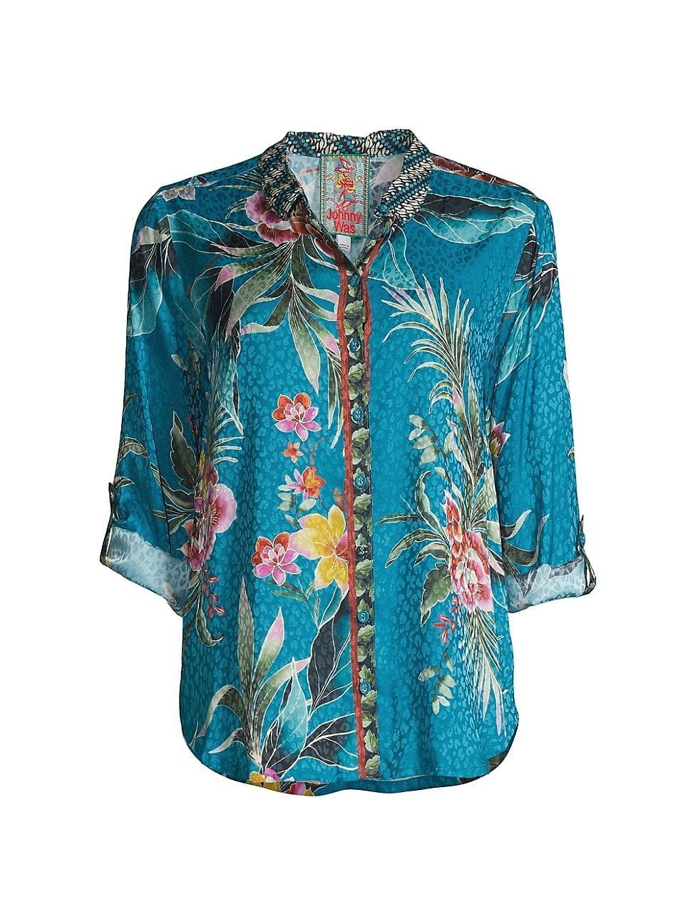 Womens Lagoon Belinda Floral Button-Front Shirt Product Image