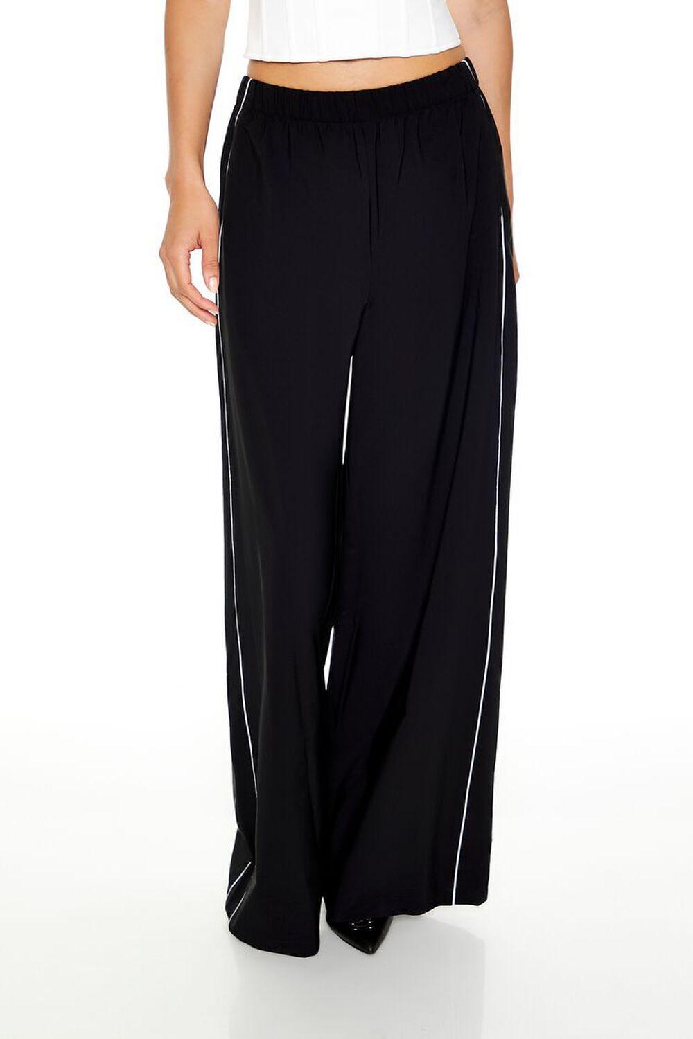 Piped-Trim Wide-Leg Pants | Forever 21 Product Image