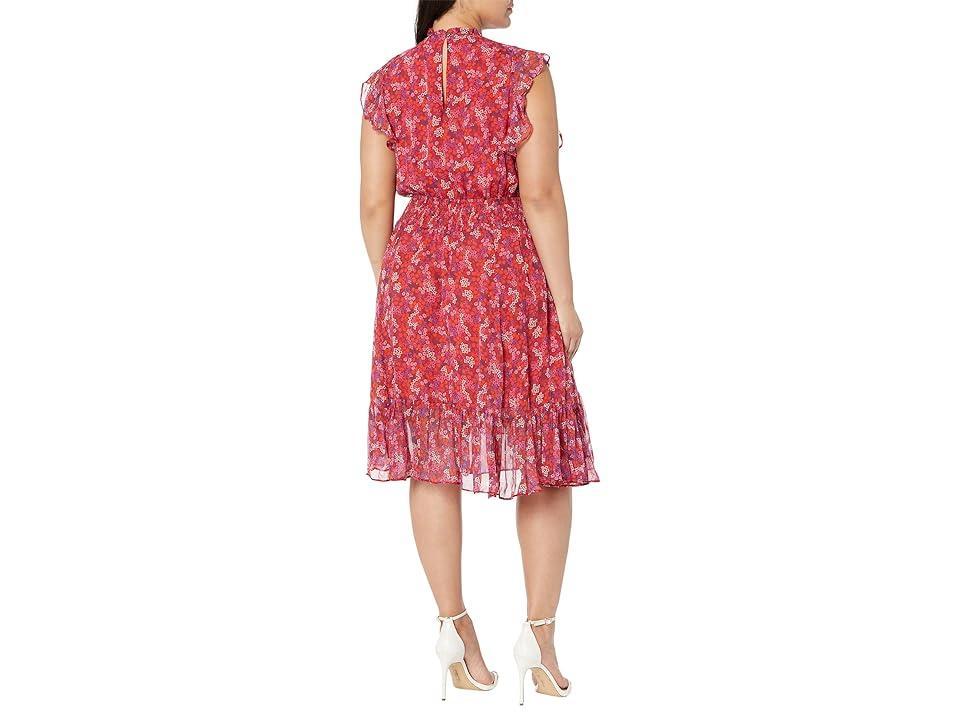 Draper James Plus Size Kacey Faux Wrap Dress in Ditsy Floral (Raspberry ) Women's Dress Product Image