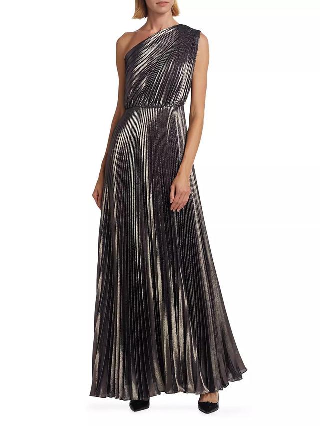 Franz Pleated Metallic Maxi Dress Product Image