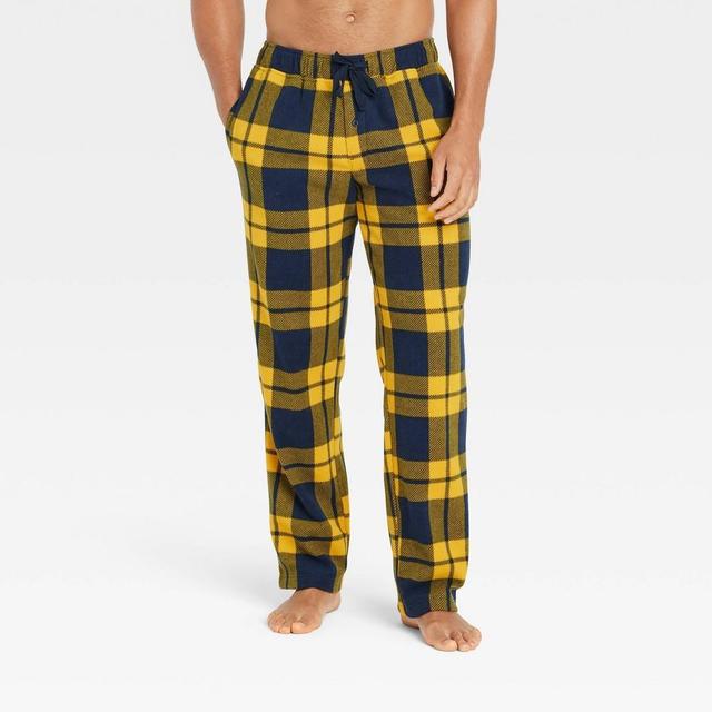 Mens Big & Tall Plaid Microfleece Pajama Pants - Goodfellow & Co Gold XXLT Product Image