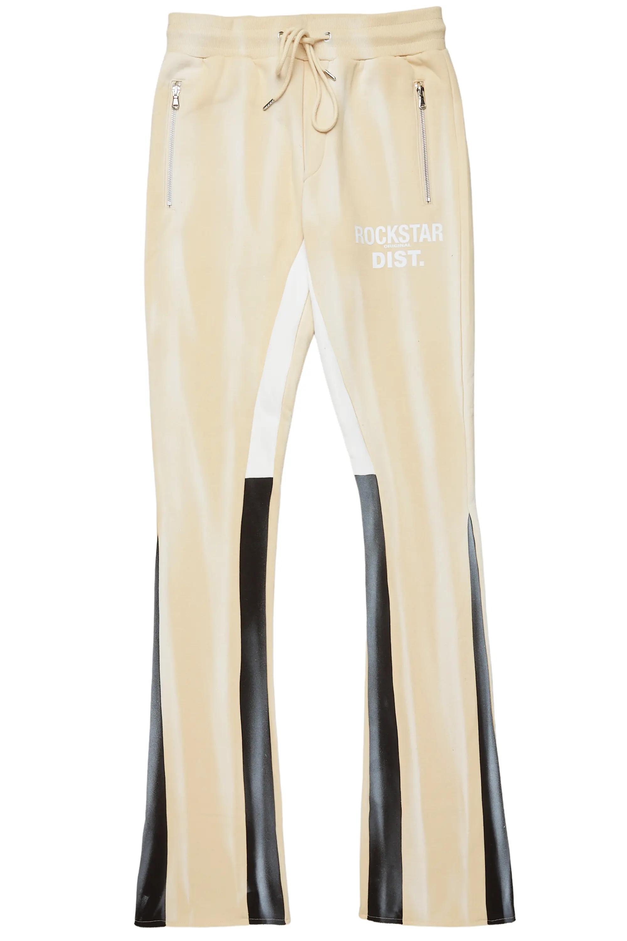 Firoz Beige Graphic Stacked Flare Pant Male Product Image