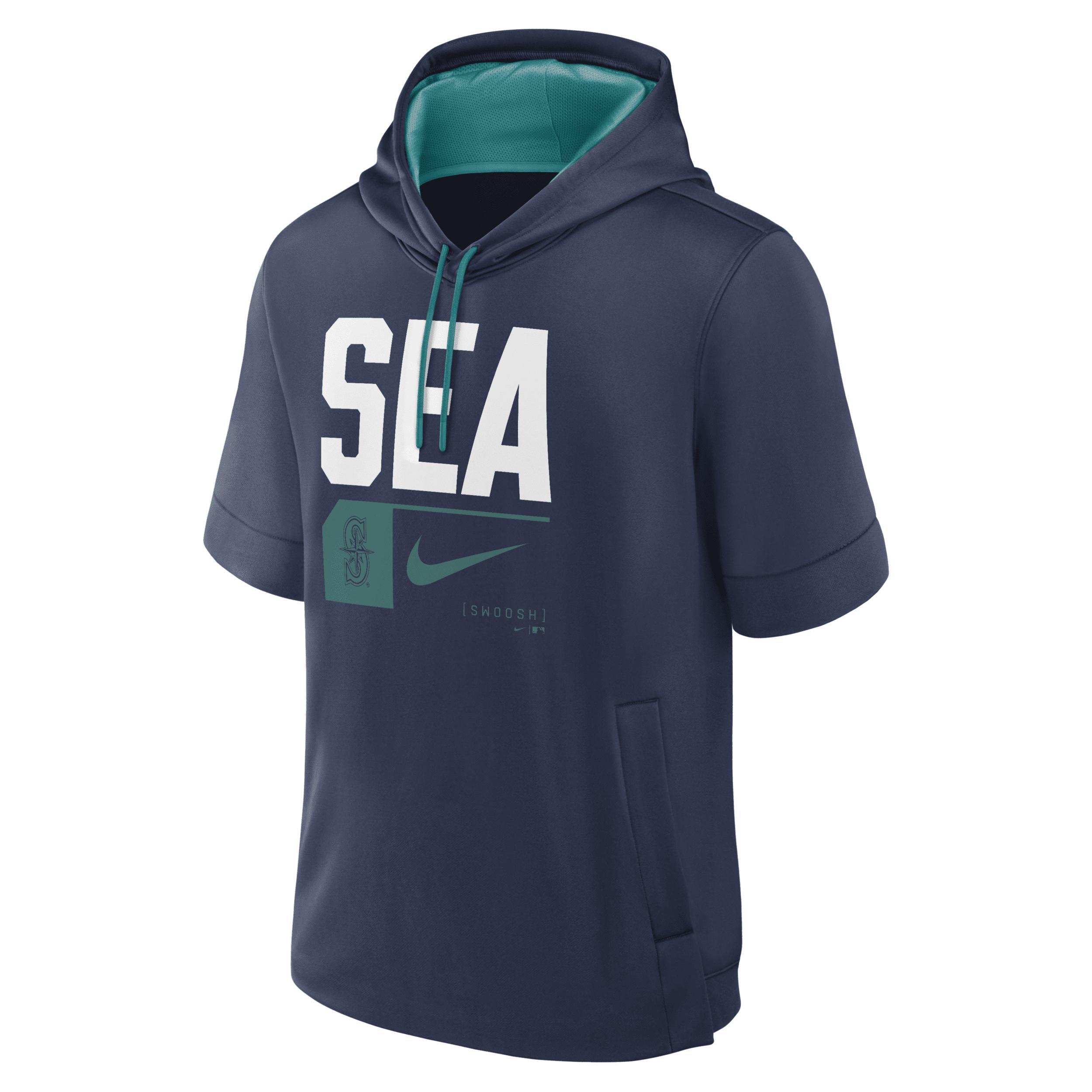 Seattle Mariners Tri Code Lockup Nike Mens MLB Short-Sleeve Pullover Hoodie Product Image