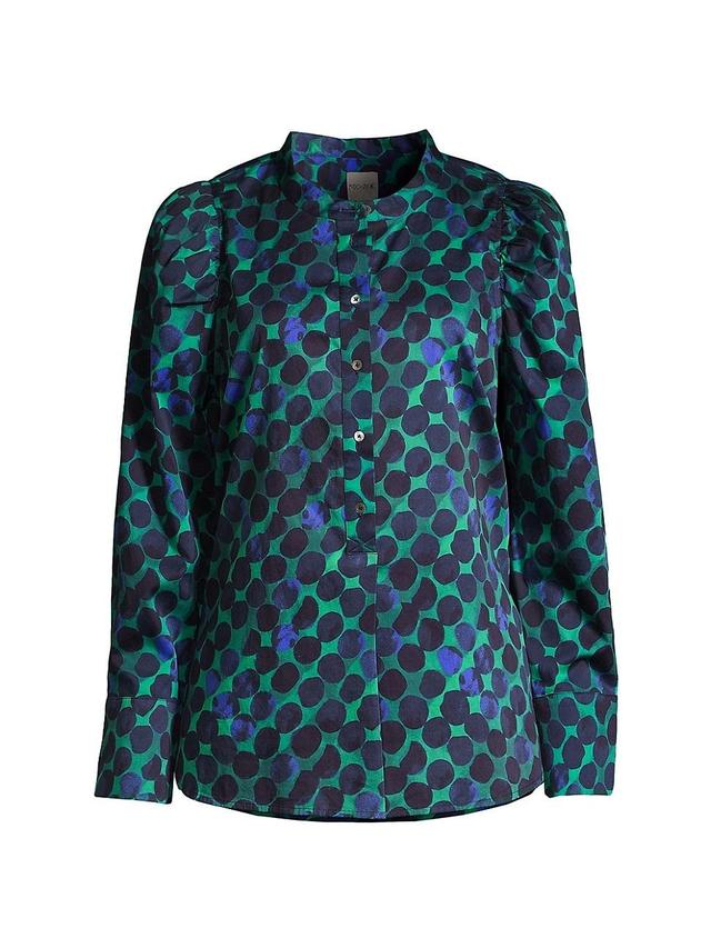 NIC+ZOE Ocean Dot Top (Green Multi 1) Women's Clothing Product Image