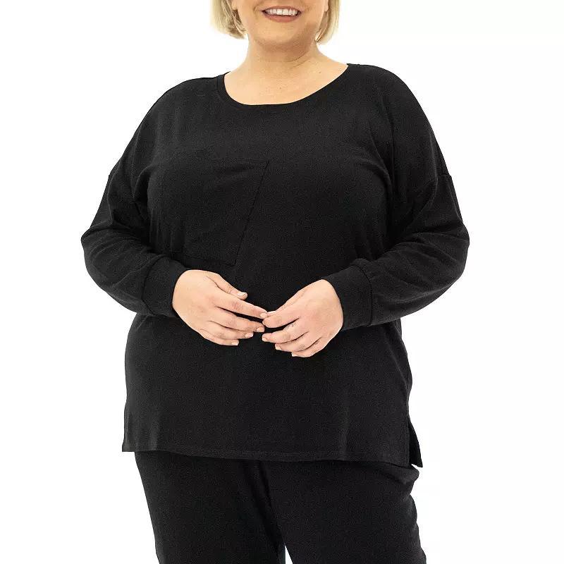 Plus Size Nina Leonard Drop Shoulder Crewneck Top, Womens product image