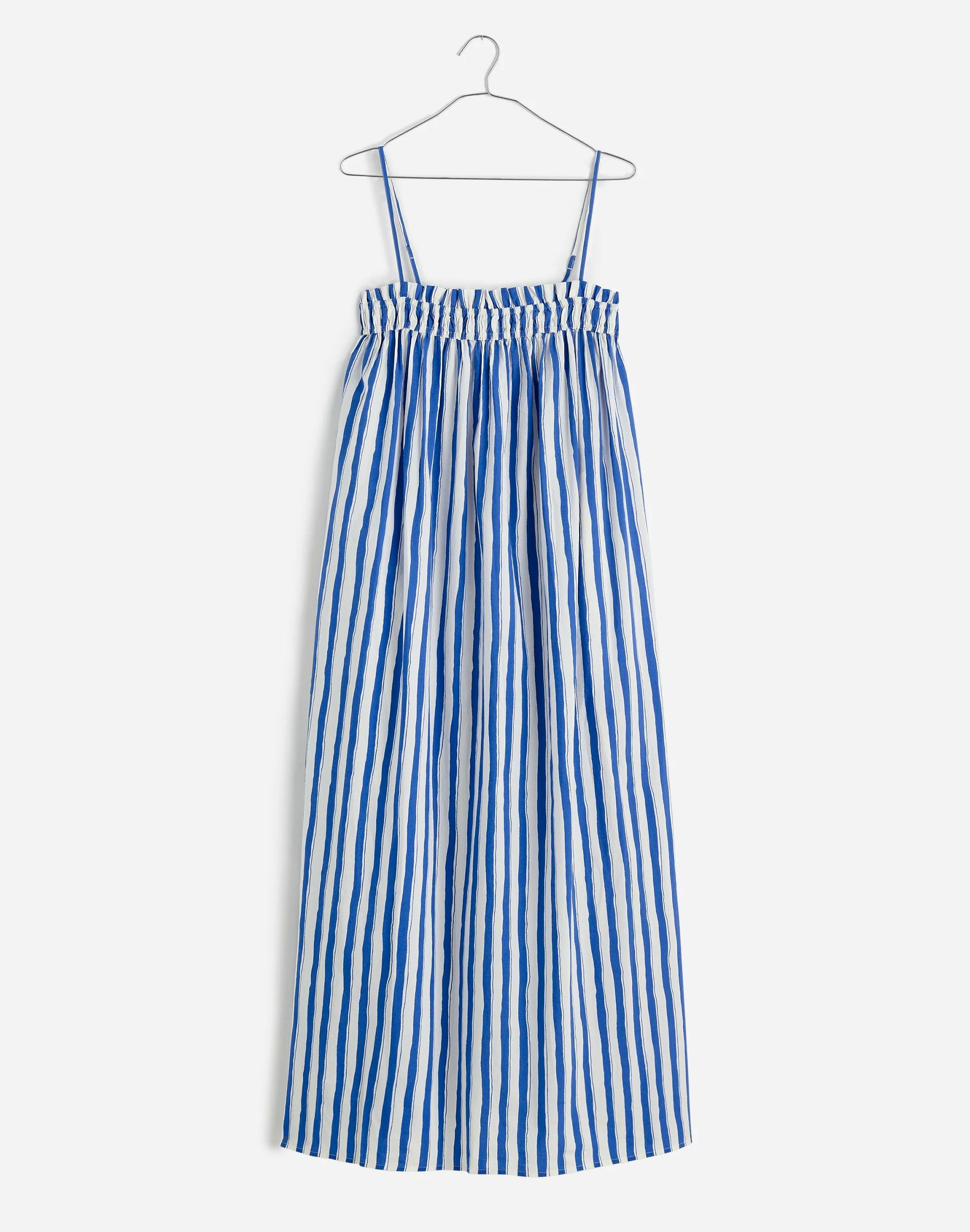 Ruffle A-Line Midi Dress in Stripe Poplin Product Image