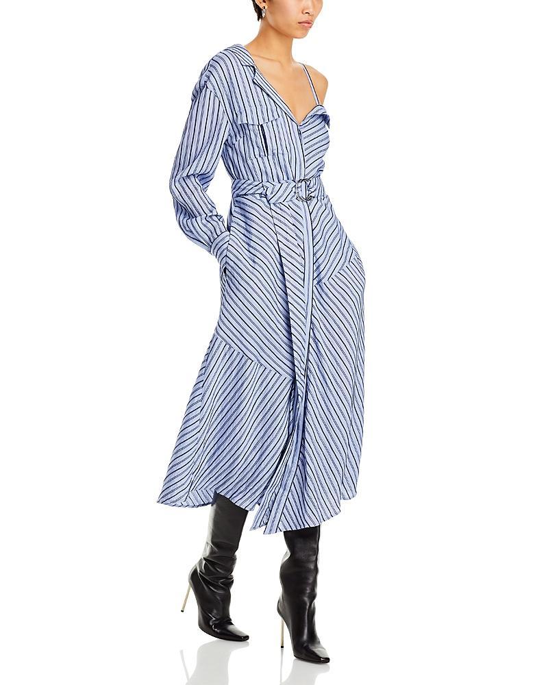 Cinq a Sept Marcella Striped One Shoulder Midi Shirt Dress Product Image