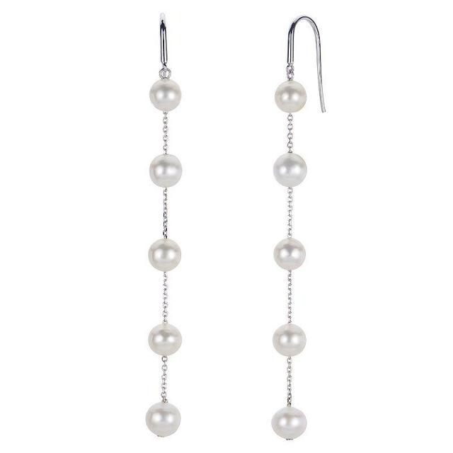 PearLustre by Imperial Sterling Silver Freshwater Cultured Pearl Station Linear Drop Earrings, Womens Product Image