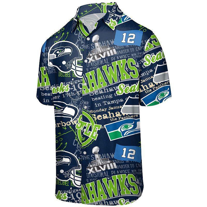 Mens FOCO College Seattle Seahawks Thematic Button-Up Shirt Blue Product Image