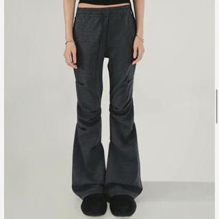 Drawstring Waist Plain Ruched Flared Sweatpants Product Image