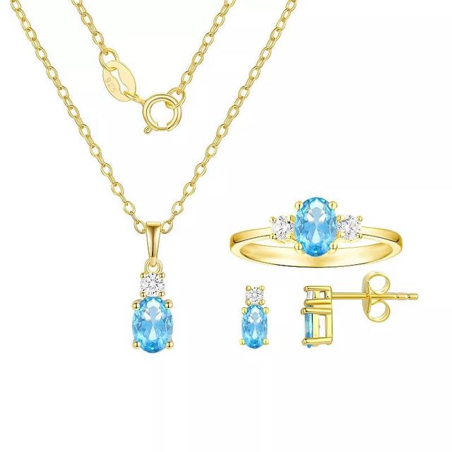 14K Gold over Sterling Silver Birthstone Pendant, Ring, & Earring Set, Womens, September Product Image