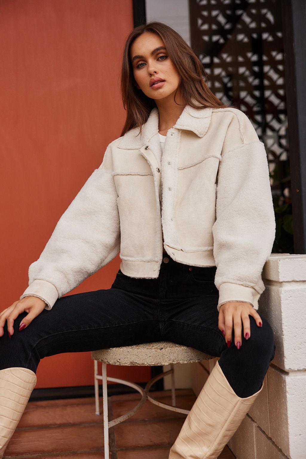 Whiteout Sherpa Cropped Jacket Product Image