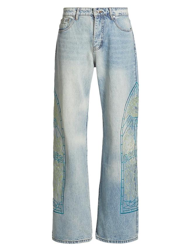 Mens Virtuous Embroidered Wide-Leg Jeans Product Image