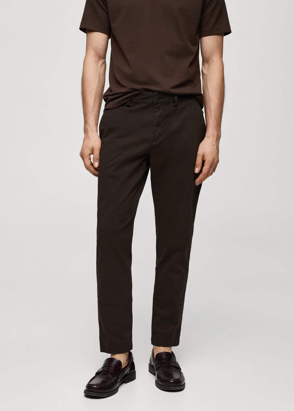 MANGO MAN - Cotton tapered crop pants medium brownMen Product Image