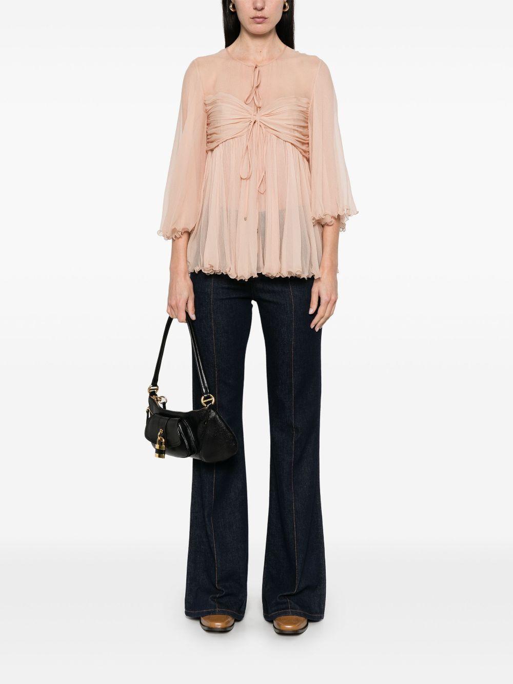 CHLOÉ Pleated Silk Top In Neutrals Product Image