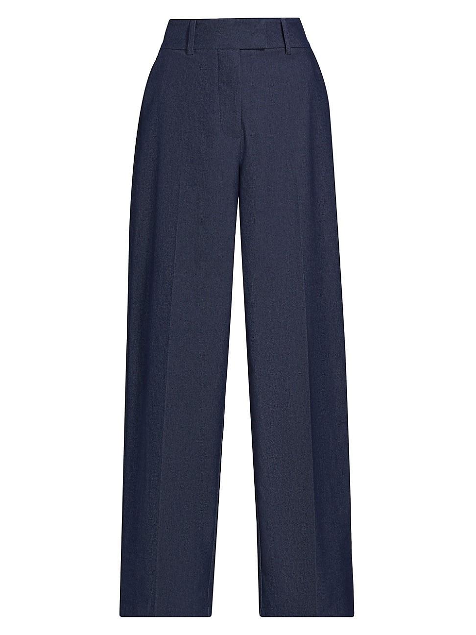 Womens Stretch Denim Wide-Leg Pants product image