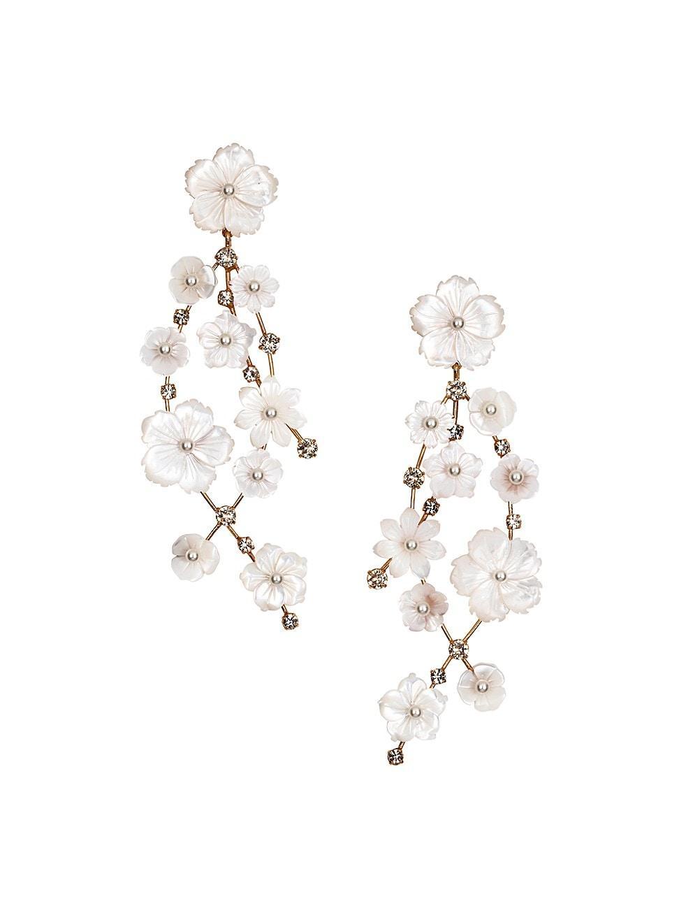 Womens Julietta Goldtone, Mother-Of-Pearl & Glass Crystal Chandelier Earrings Product Image