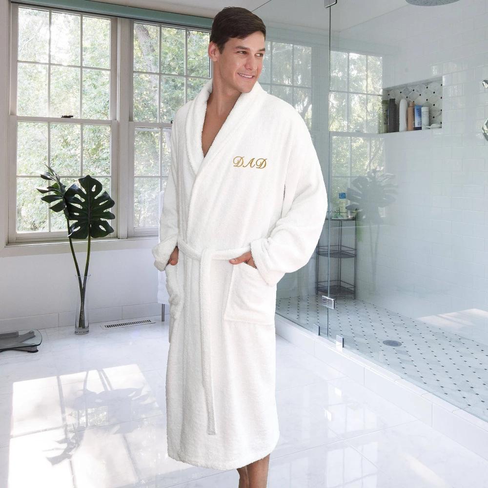 Linum Home Textiles Dad Embroidered Cotton Terry Bathrobe, Mens Product Image