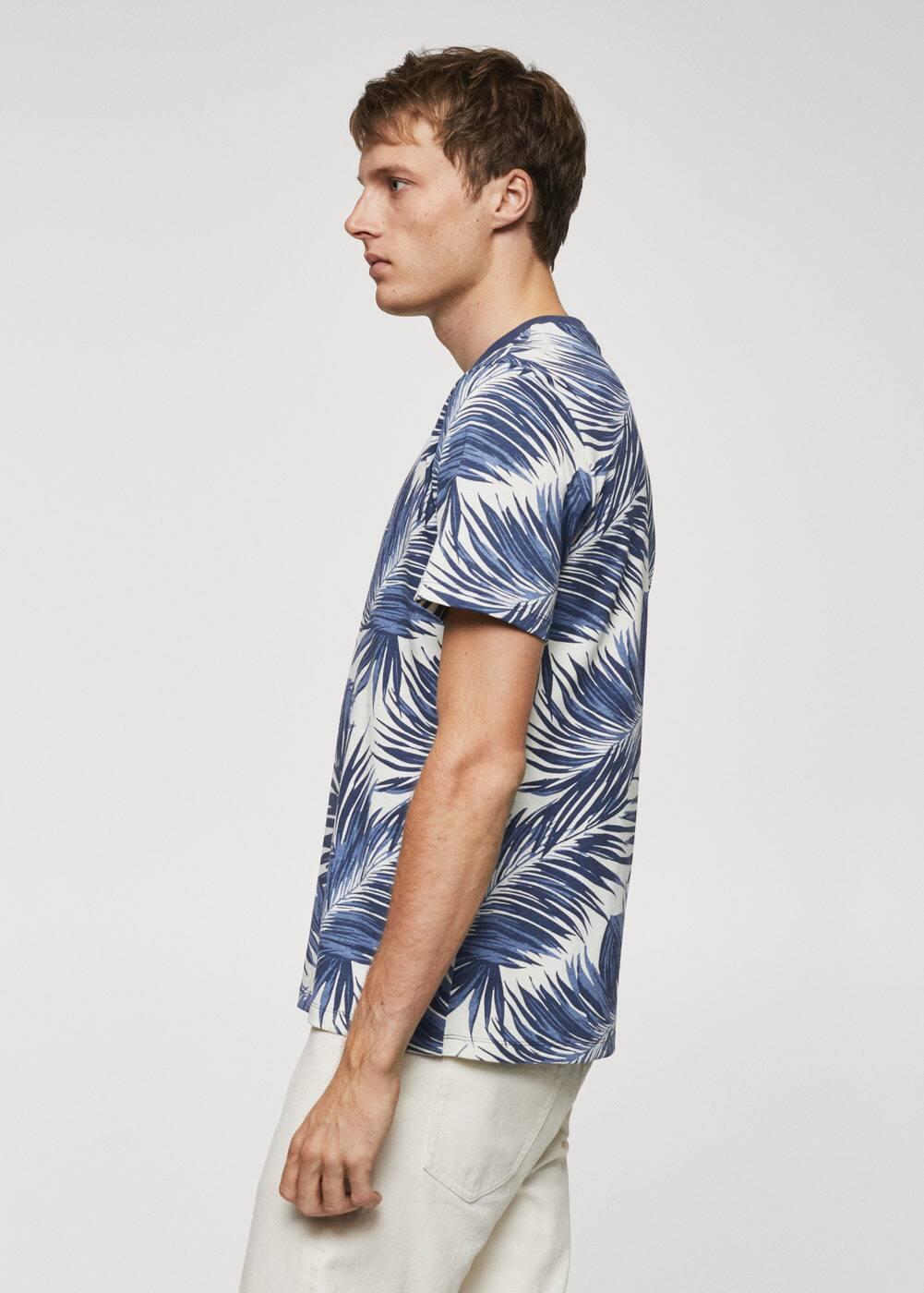 MANGO MAN - Slim-fit palm-print shirt blueMen Product Image