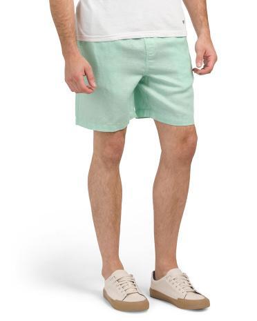 Linen Blend Drawstring Pull On Shorts For Men Product Image