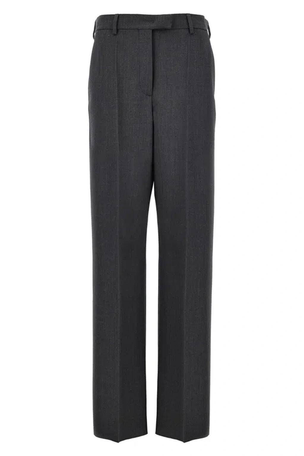 VALENTINO Pressed Crease Tailored Trousers In Gray Product Image