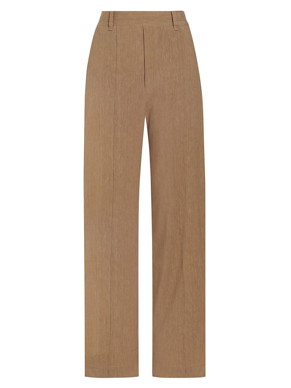 Womens Linen-Blend High-Rise Trousers product image