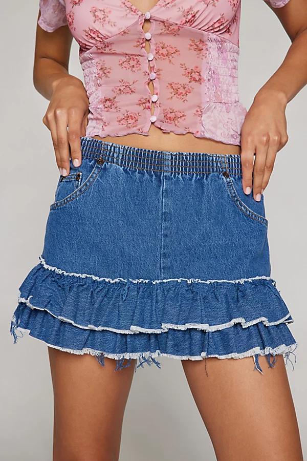 Urban Renewal Remade Rah Rah Pull On Denim Mini Skirt Womens at Urban Outfitters Product Image