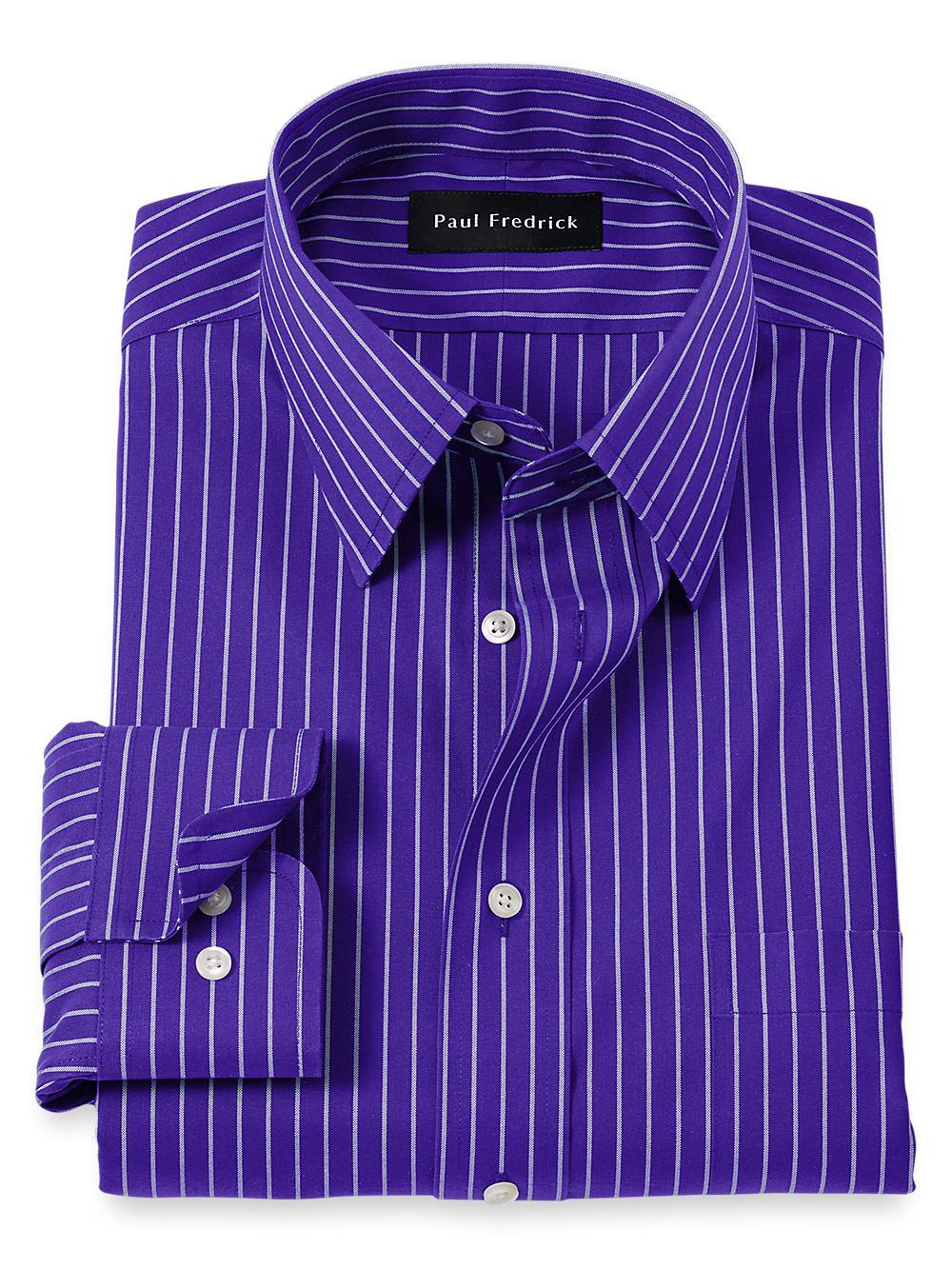 Comfort Stretch Non-Iron Stripe Dress Shirt - Purple Product Image