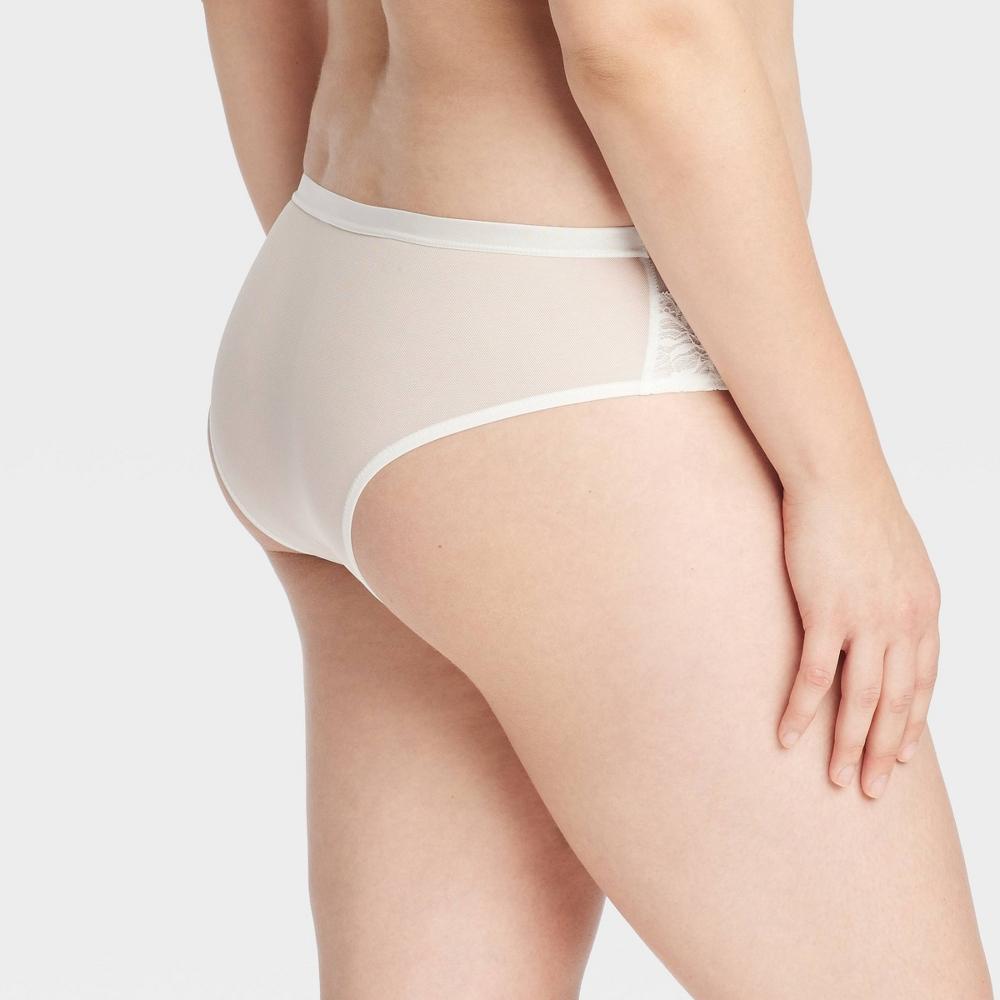 Womens Lace and Mesh Cheeky Underwear - Auden Off-White XS Product Image