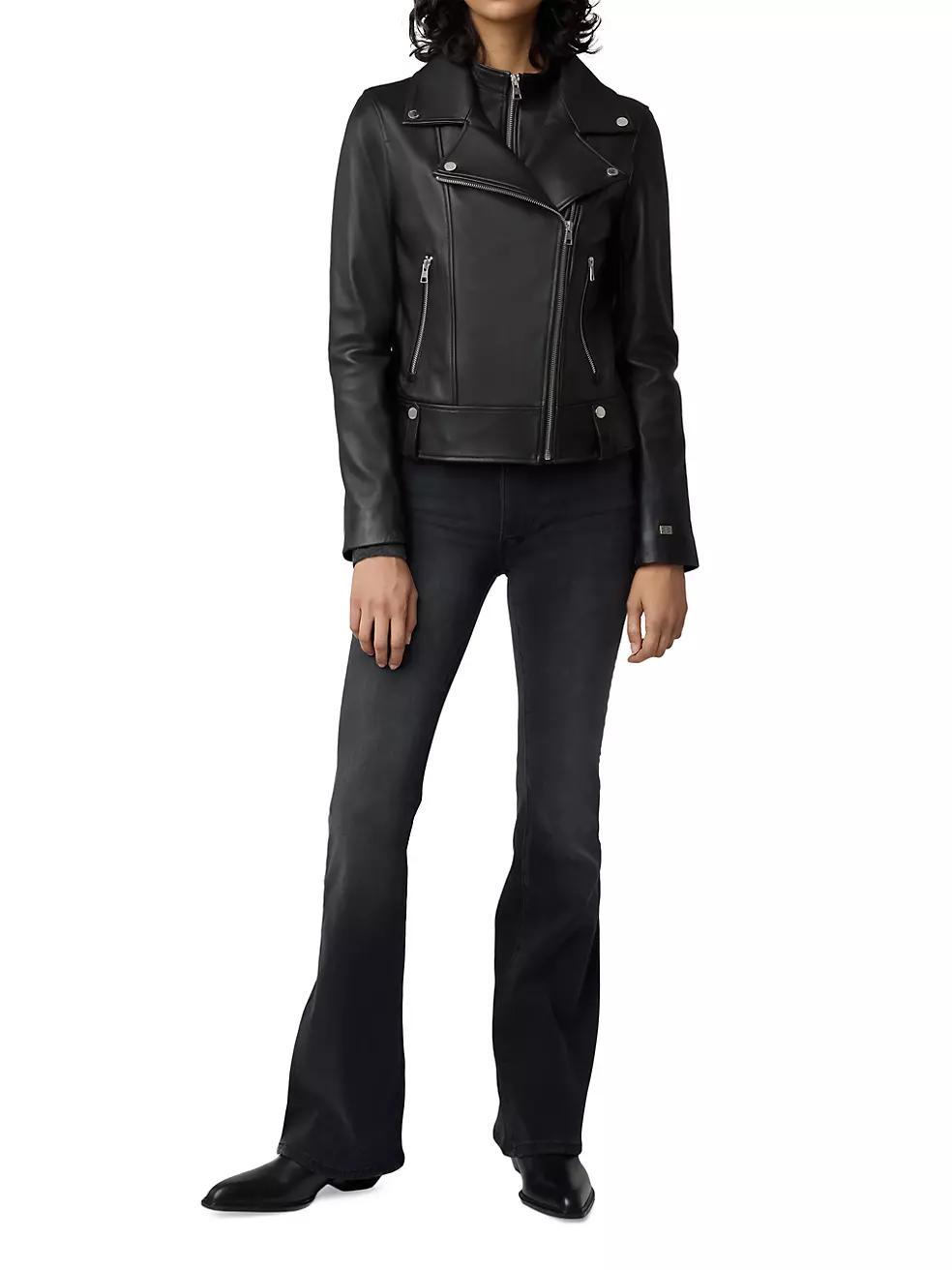 Ryder Fitted Leather Biker Jacket Product Image