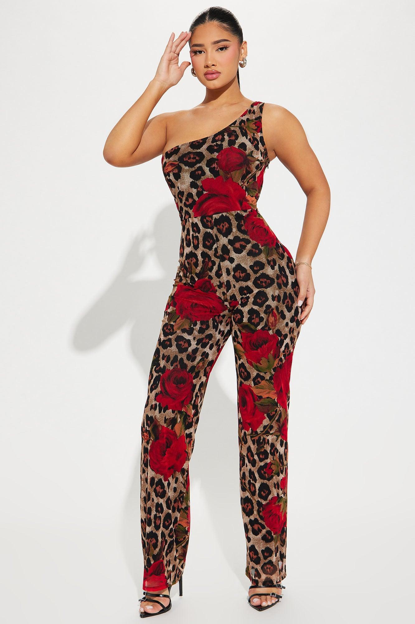 Leopard Rose Jumpsuit - Brown/combo Product Image