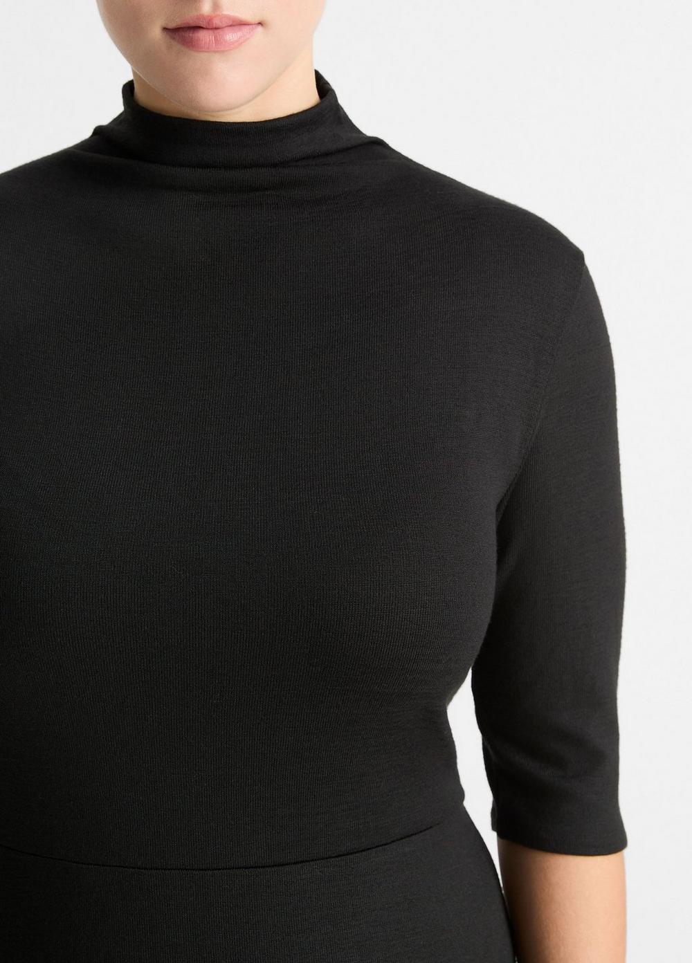 Elbow-Sleeve Turtleneck Dress Product Image