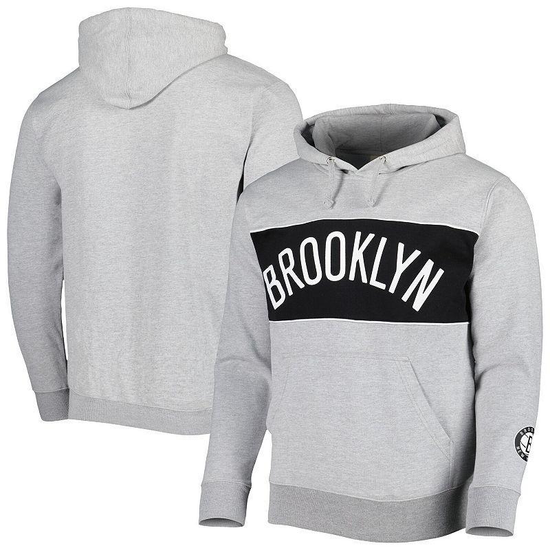 Mens Fanatics Branded Heather Gray Brooklyn Nets Wordmark French Terry Pullover Hoodie Product Image