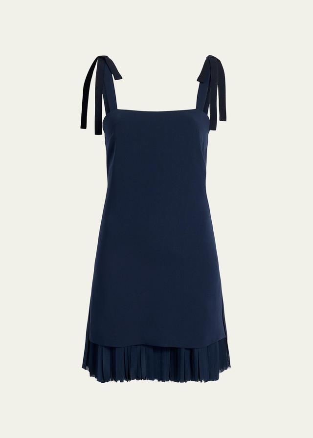 Imani Square-Neck Ruffle-Hem Sleeveless Crepe Mini Dress Product Image
