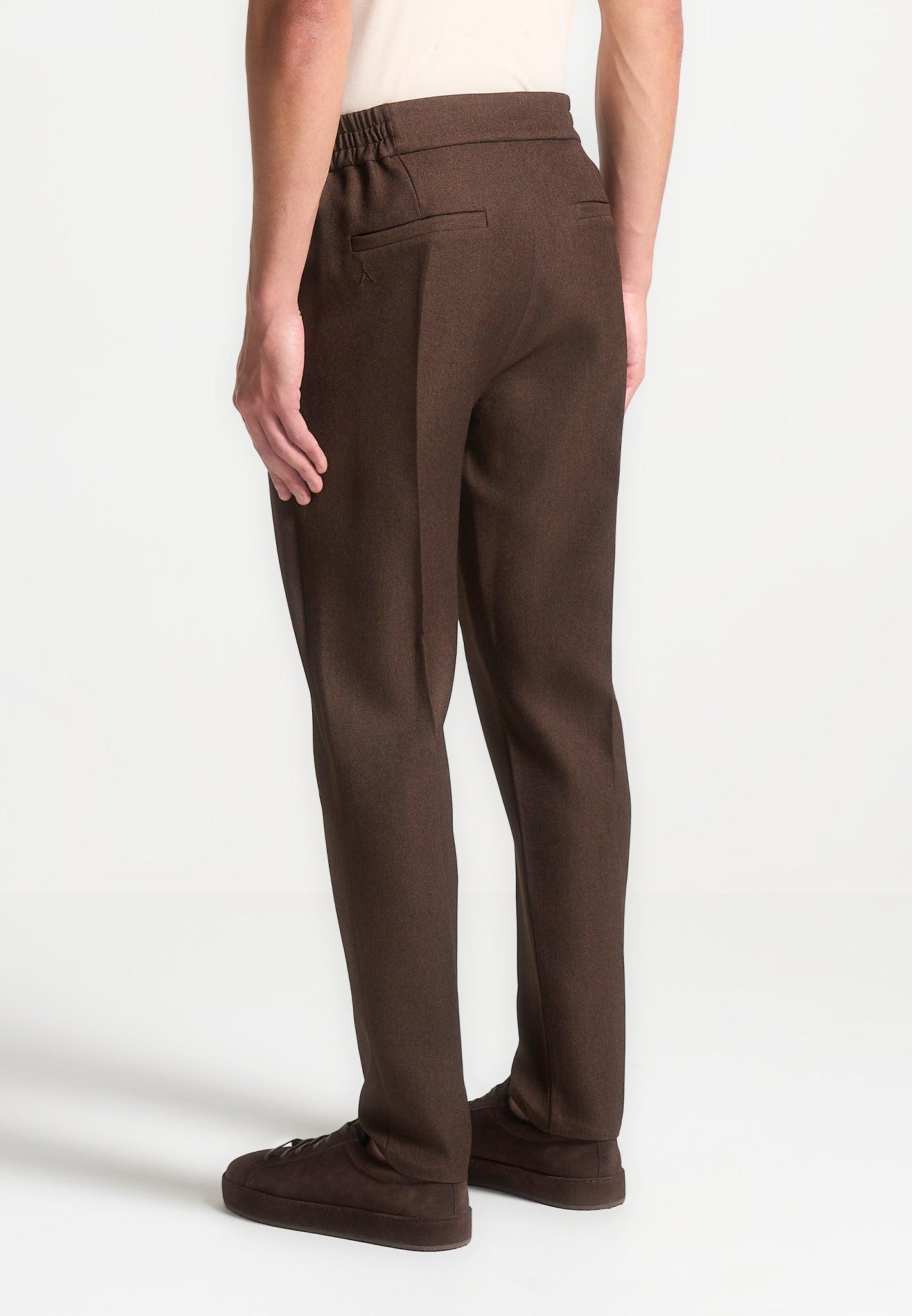 Slim Fit Tailored Trousers - Brown Male Product Image