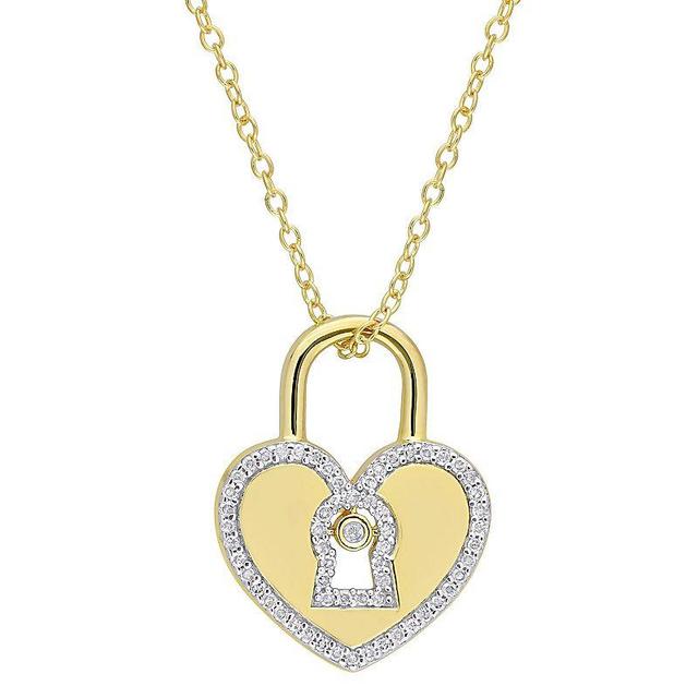 Stella Grace 18k Gold Over Sterling Silver 1/5 Carat T.W. Diamond Heart Locked Pendant Necklace, Womens 18k Gold Plated Product Image