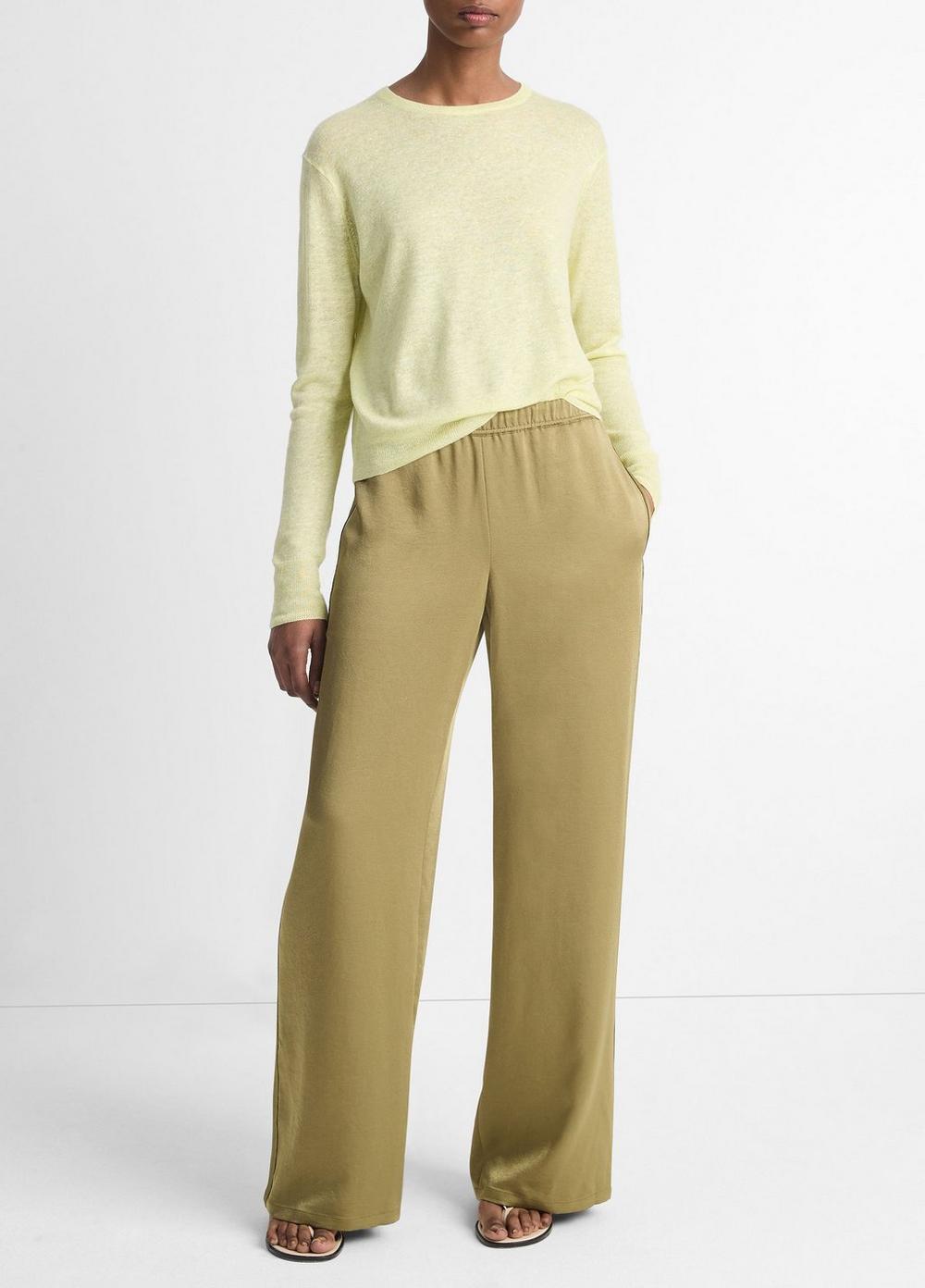 Side-Stripe Satin Low-Rise Wide-Leg Pant Product Image