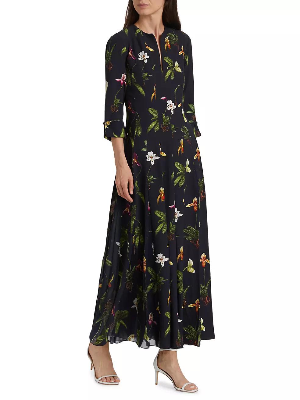 Floral Three-Quarter-Sleeve Maxi Dress Product Image