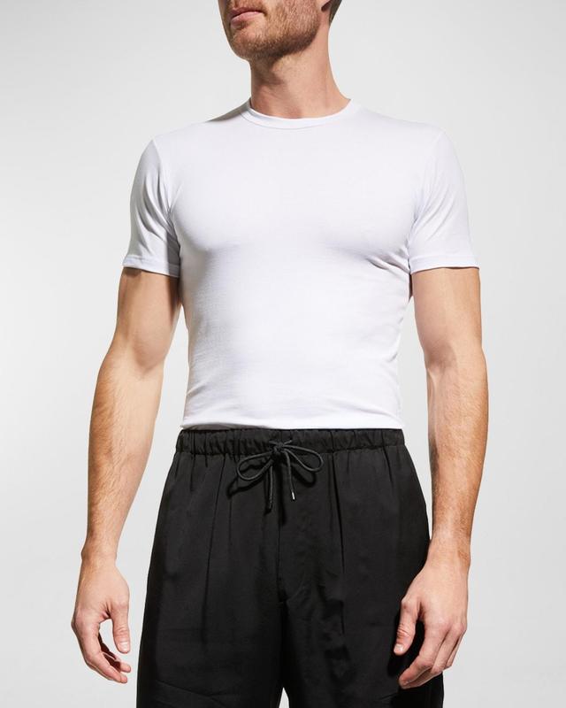 Neiman Marcus Men's 3-Pack Cotton Stretch T-Shirts  - WHITE - Size: Small Product Image