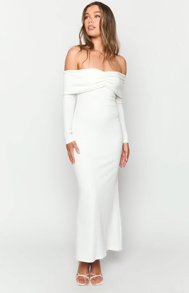 Tuesday White Long Sleeve Maxi Dress Product Image