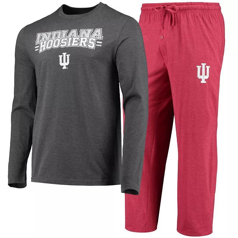 Mens Concepts Sport Crimson/Heathered Charcoal Indiana Hoosiers Meter Long Sleeve T-Shirt & Pants Sleep Set IND Red Product Image