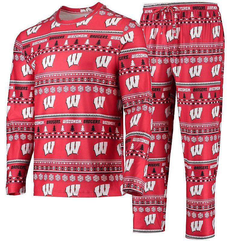 Mens Concepts Sport Wisconsin Badgers Ugly Sweater Long Sleeve T-Shirt and Pants Sleep Set Product Image